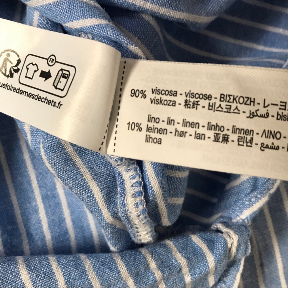 ZARA BUTTON SHIRT BLUE STRIPED BIXY CROP LONG SLEEVE WOMENS SMALL - Picture 8 of 10
